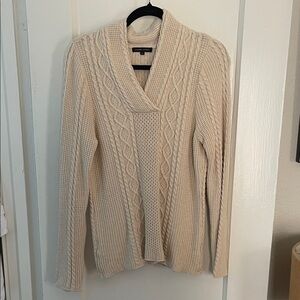 Jeanne Pierre Cream Cable Knit Sweater